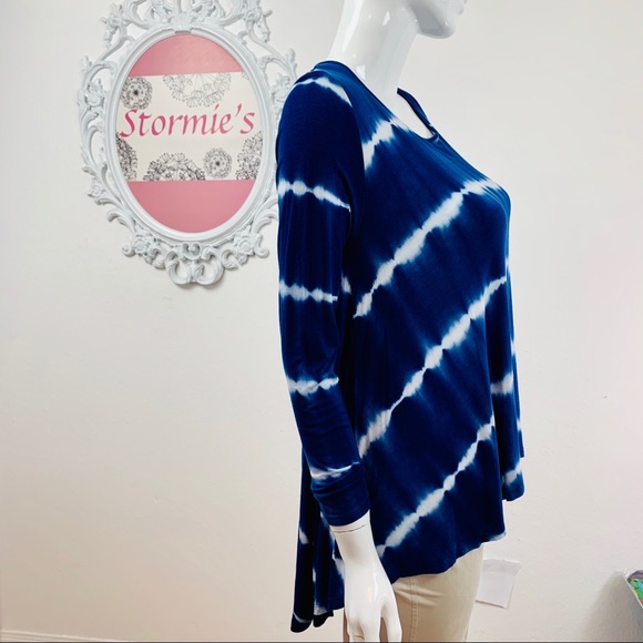 Altard State / Blue White Striped Tie Dye Tunic - Picture 4 of 8